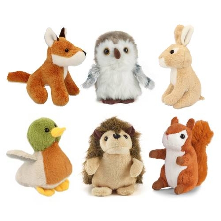 Living Nature Mini Buddy set of six: fox, owl, bunny, duck, hedgehog, squirrel