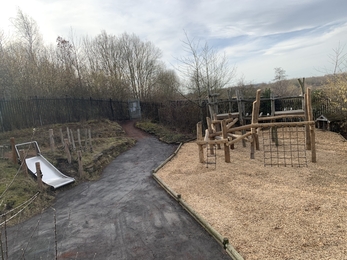 New play area with climbing frame and slide