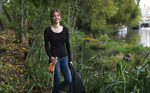 Kathryn volunteering by the river