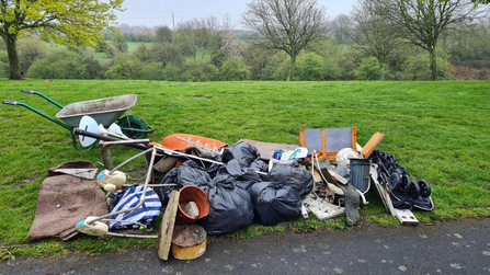 Pile of litter cleared from Herrington Burn