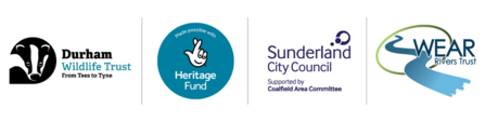 Logo group: Durham Wildlife Trust, Lottery Heritage Fund, Sunderland Council, Wear Rivers Trust