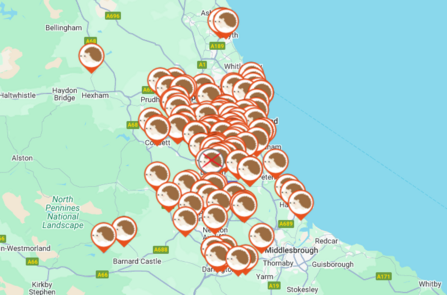 Hedgehog sightings - North East